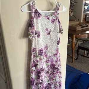 Elle White and Purple Spaghetti Strap Sundress
